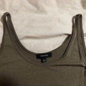 Babaton (Aritzia) long olive green dress